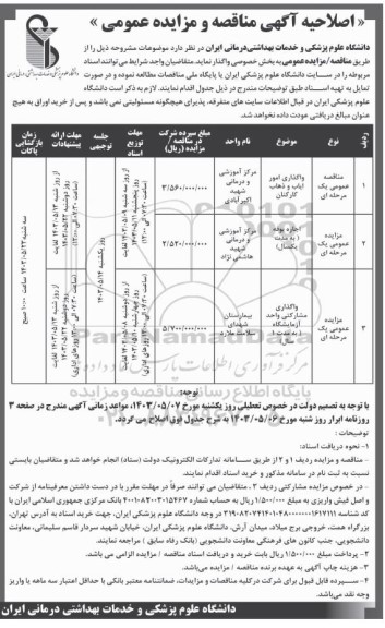اصلاحیه مناقصه و مزایده اجاره بوفه ...