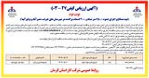 مناقصه تهیه مصالح و اجرای حدود 65000 متر شبکه  و 2000 انشعاب  پراکنده در شهرستان های ...​​​​​​​نوبت دوم 