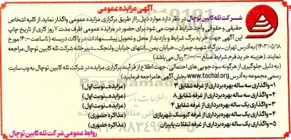 مزایده عمومی واگذاری یک ساله بهره برداری از غرفه شقایق...