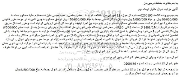مزایده فروش اموال(مستعمل واسقاطی)