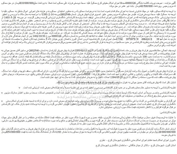 مزایده فروش شش دانگ واحد آپارتمان مسکونی