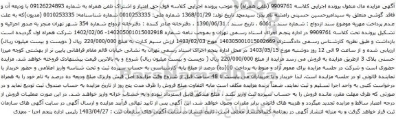 آگهی مزایده حق امتیاز و اشتراک تلفن همراه 