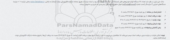 مزایده تعداد 28 دستگاه انواع خودروهای قابل شماره‌گذاری 