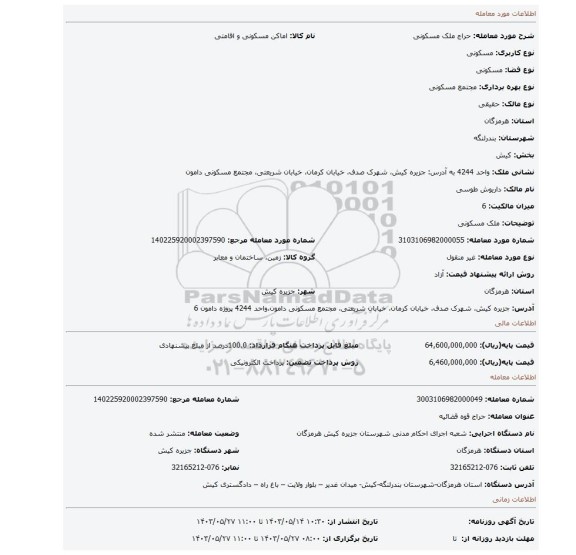 مزایده، ملک مسکونی