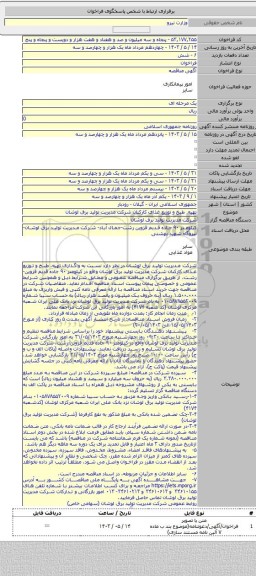 مناقصه, تهیه٬ طبخ و توزیع غذای کارکنان شرکت مدیریت تولید برق لوشان
