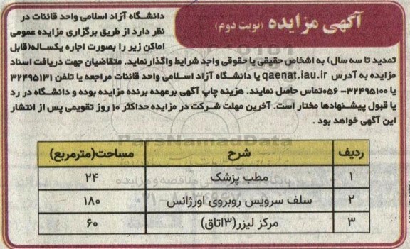  مزایده اجاره عمومی اماکن