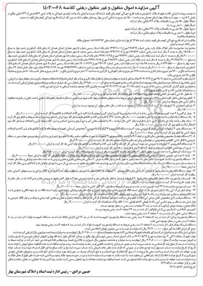 مزایده فروش ششدانگ عرصه و اعیان یک واحد تولیدی خوراکی به پلاک ثبتی 564 فرعی از 132 اصلی
