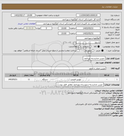 استعلام دوربین مداربسته بویراحمد