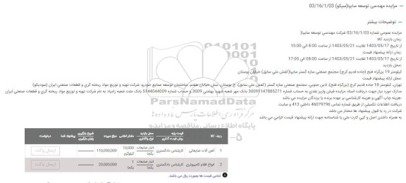 مزایده آهن آلات ضایعاتی...