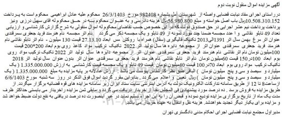 مزایده فروش تعداد 49 تابلو نقاشی و ا عدد مجسمه