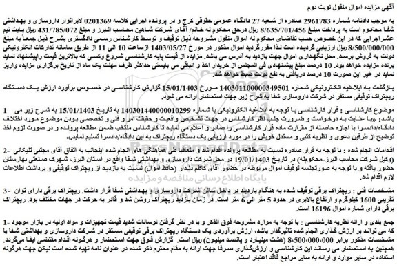 مزایده ریچتراک برقی 