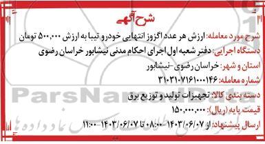 حراج ارزش هر عدد اگزوز انتهایی خودرو تیبا