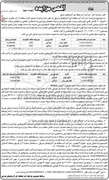 مزایده صدور اذن استفاده از آب مخزن سدها - نوبت دوم