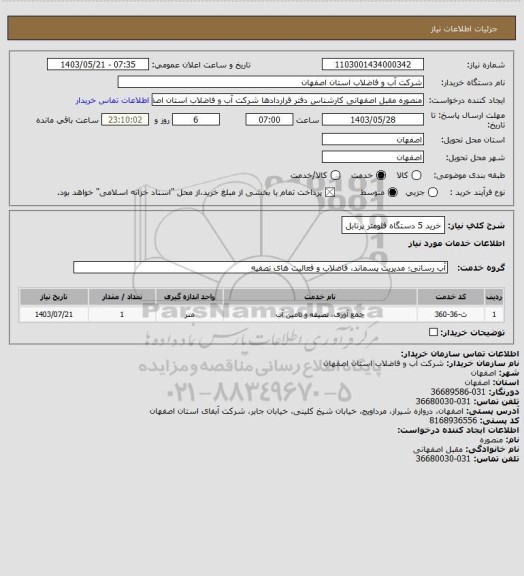 استعلام خرید 5 دستگاه فلومتر پرتابل