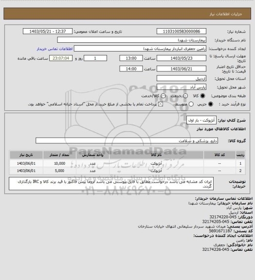 استعلام آنژیوکت - بار اول