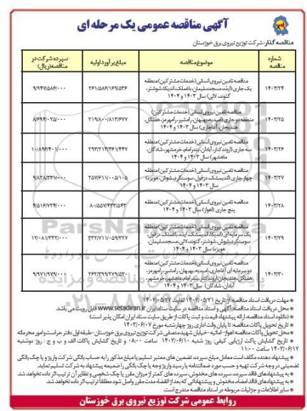 مناقصه تامین نیروی انسانی خدمات مشترکین