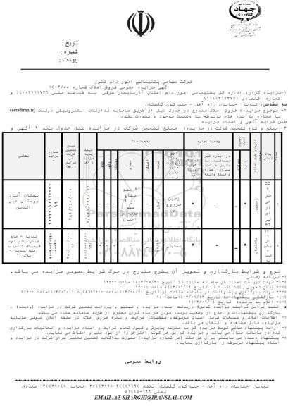 مزایده فروش املاک به صورت زمین و ساختمان