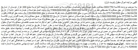 مزایده فروش سه هزار و پانصد و چهارده سهم (3514) از شرکت سلامت گستر اسوه (سهامی خاص)