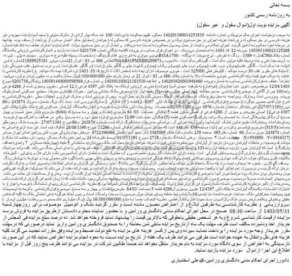 مزایده فروش سواری ، سیستم : پژو ، تیپ : ROA1700 ، مدل : 1389 ، رنگ : نقره ای و...