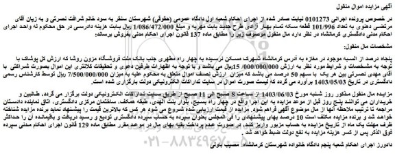مزایده فروش پنجاه درصد از السبه موجود در مغازه