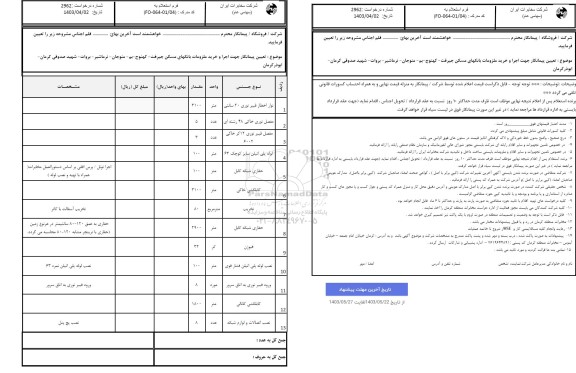 استعلام پیمانکار جهت اجرا و خرید ملزومات بانکهای مسکن...