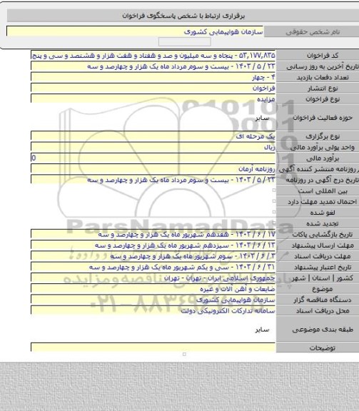 مزایده, ضایعات و آهن آلات و غیره