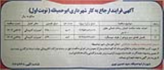 مناقصه احداث جاده سلامت خیابان رسالت شمالی ...