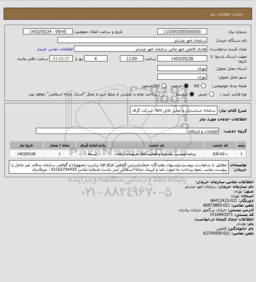 استعلام سامانه شناسایی و تحلیل فایل fam- شرکت گراف