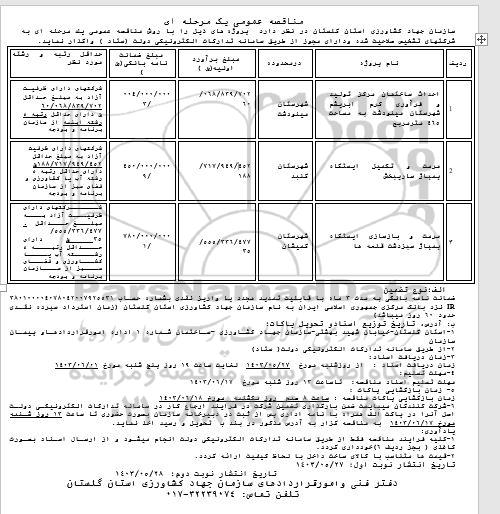 مناقصه احداث ساختمان مرکز تولید و فرآوری کرم ابریشم و ... 