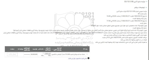 مزایده ماسک سه لایه پزشکی