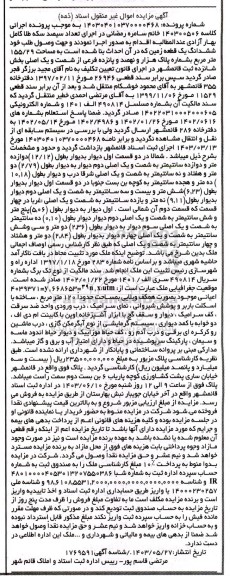 مزایده فروش ششدانگ یک قطعه زمین به مساحت 155/29 مترمربع