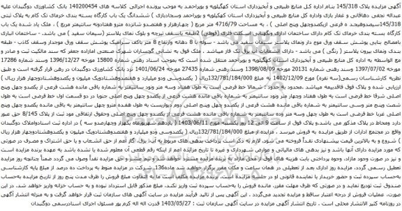 آگهی مزایده ششدانگ یک باب کارگاه بسته بندی خرمای تک کام به پلاک ثبتی 145/318سیصدوهیجد ه فرعی ازیکصدوچهل وپنج اصلی