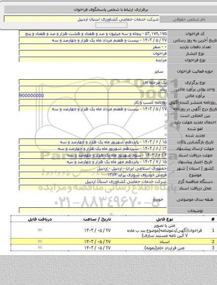 مزایده, فروش خودروی سواری پراید ۱۳۸۳