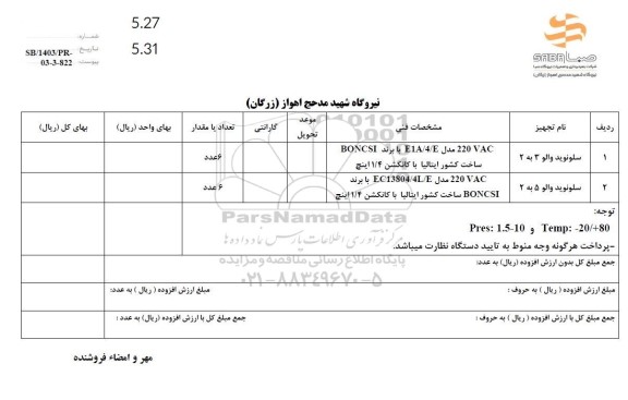 استعلام سلونوید والو 3 به 2 