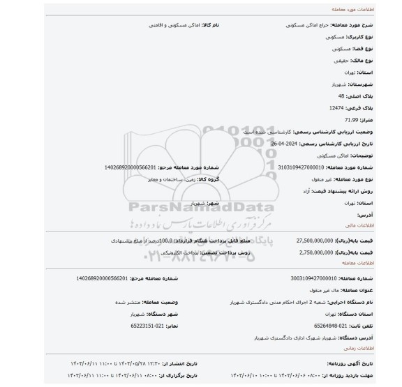 مزایده، اماکن مسکونی