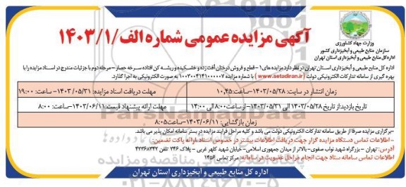 مزایده قطع و فروش درختان آفت زده و خشکیده و ریشه کن افتاده 