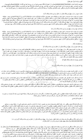 مزایده فروش شش دانگ سرقفلی یک باب مغازه دو دهنه