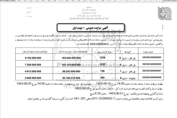 مزایده و مناقصه  بهسازی، مقاوم سازی و نگهداری و بهره برداری از تابلوهای تبلیغاتی بر روی پیشانی پل های عابر و بیلبورد 