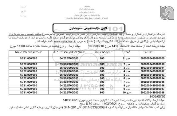 مزایده و مناقصه  ساخت، نصب و بهره برداری از تابلوهای تبلیغاتی در حریم راه استان