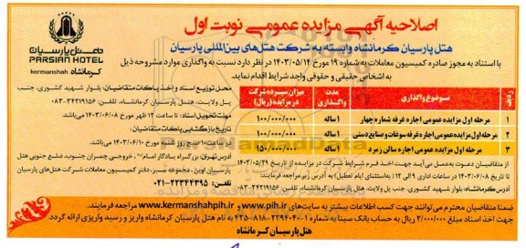 مزایده واگذاری غرفه ... اصلاحیه