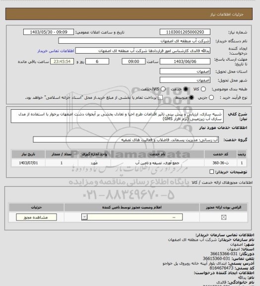 استعلام  شبیه سازی، ارزیابی و پیش بینی تاثیر اقدامات طرح احیا و تعادل بخشی بر آبخوان دشت اصفهان برخوار با استفاده از مدل سازی آب زیرزمینی (نرم افزار GMS)