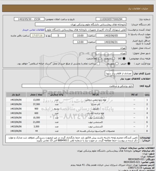 استعلام تعدادی از اقلام برند سوپا