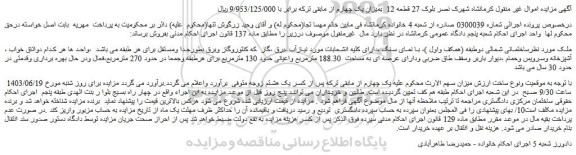 مزایده فروش ملک