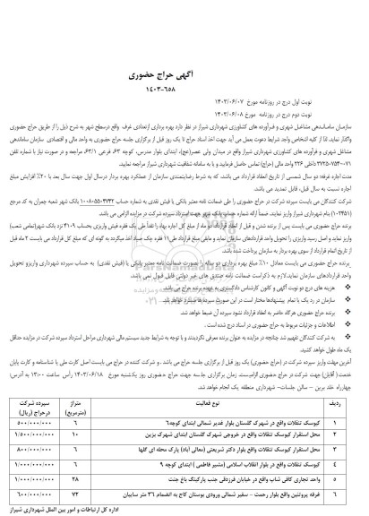 حراج بهره برداری از تعدادی غرف 