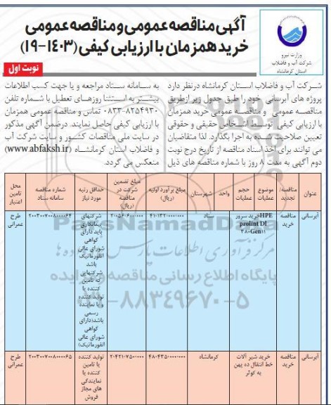 مناقصه خرید سرور ...