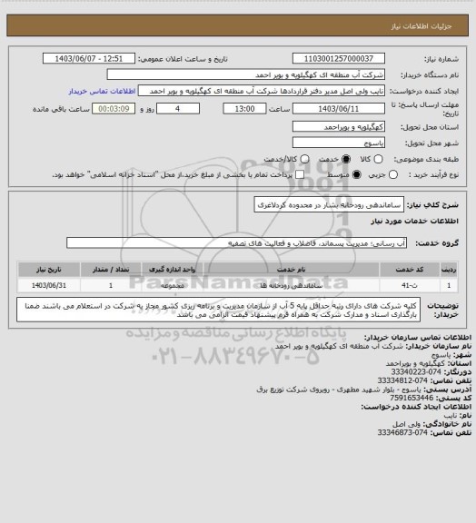 استعلام ساماندهی رودخانه بشار در محدوده کردلاغری