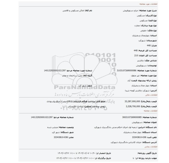 مزایده، دستورفروش