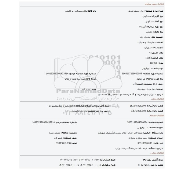 مزایده، دستورفروش