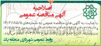 اصلاحیه مناقصه طرح لایروبی کف شکنی و  تجهیز چاههای سطح منطقه یک ...