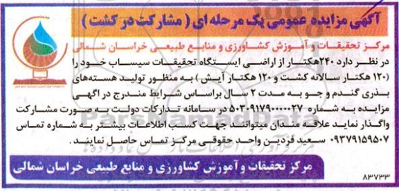 مزایده مشارکت در کشت